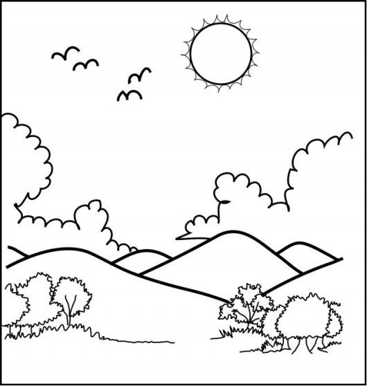 Mountain sunrise coloring page coloring pages coloring pages nature creation coloring pages