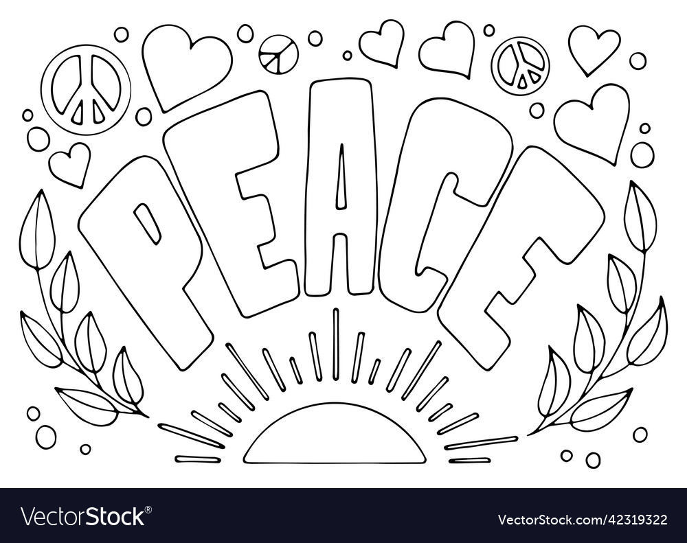 Coloring page peace laurel branch sunrise vector image