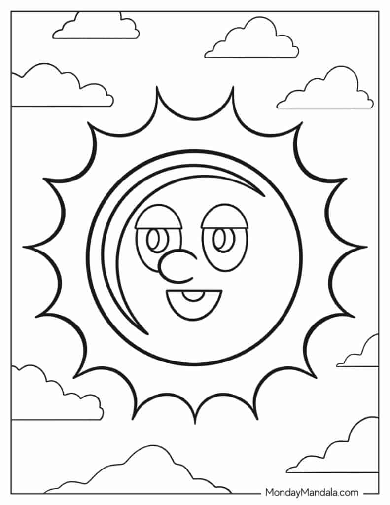 Sun coloring pages free pdf printables