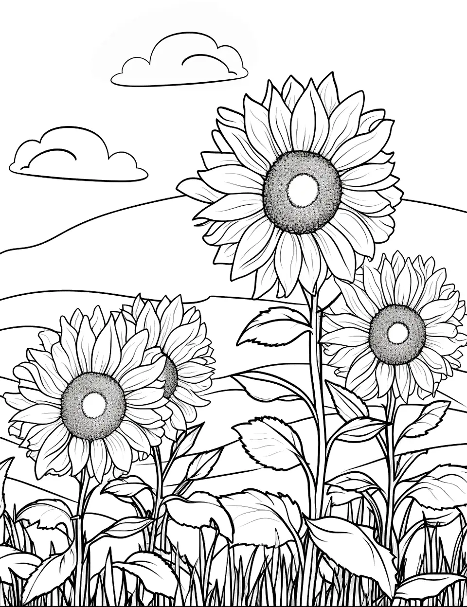 Sunflower coloring pages free printable sheets