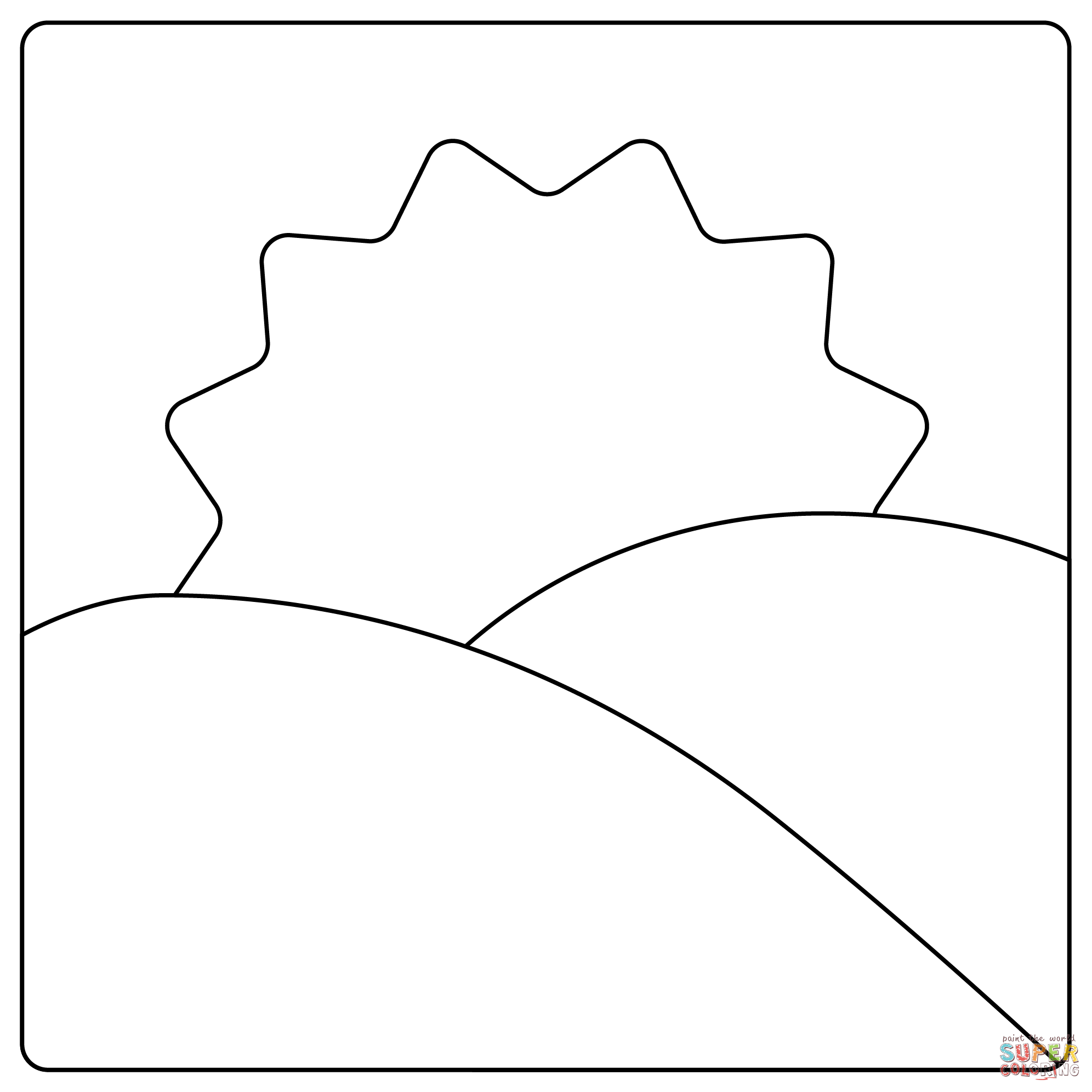 Sunrise over mountains emoji coloring page free printable coloring pages