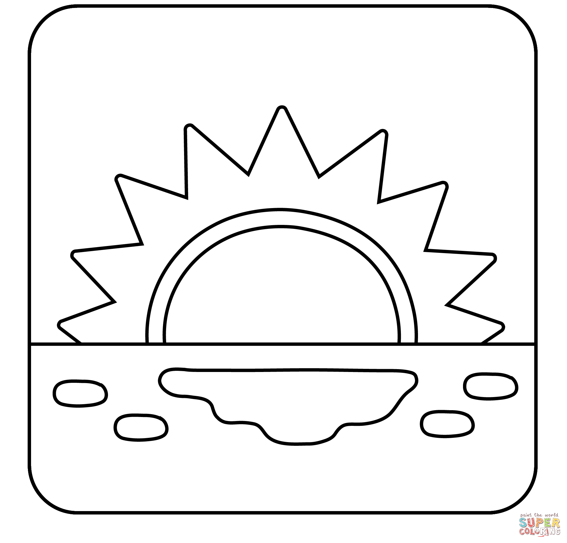 Sunrise emoji coloring page free printable coloring pages