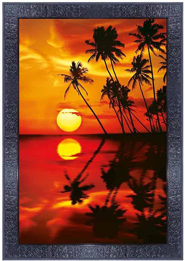 Pnf vastu sunrise landscape scenery wood photo frames with acrylic sheet glass chmulticoloursynthetic home kitchen