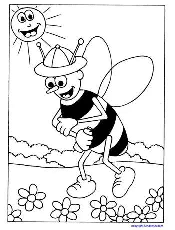 Sun safety coloring page safety bee â