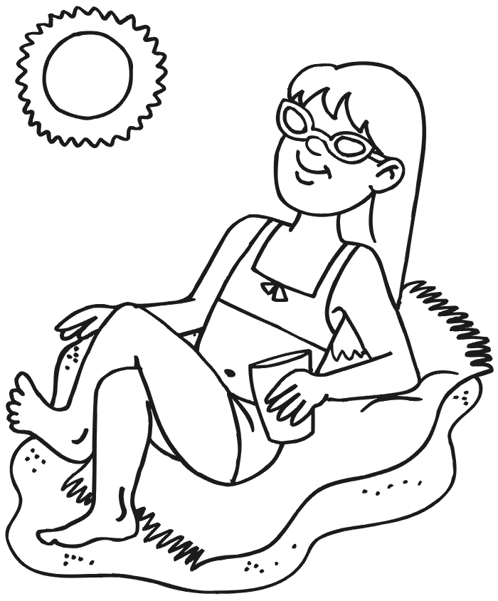 Summer coloring page suntanning