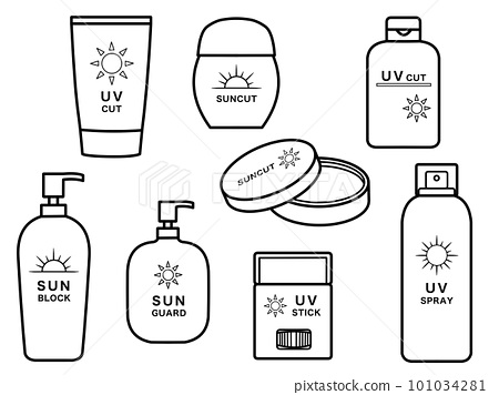 Various types of sunscreen illustration set