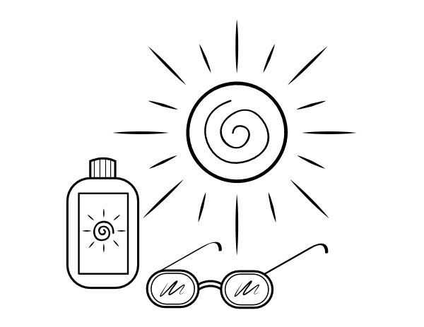 Printable summer items coloring page