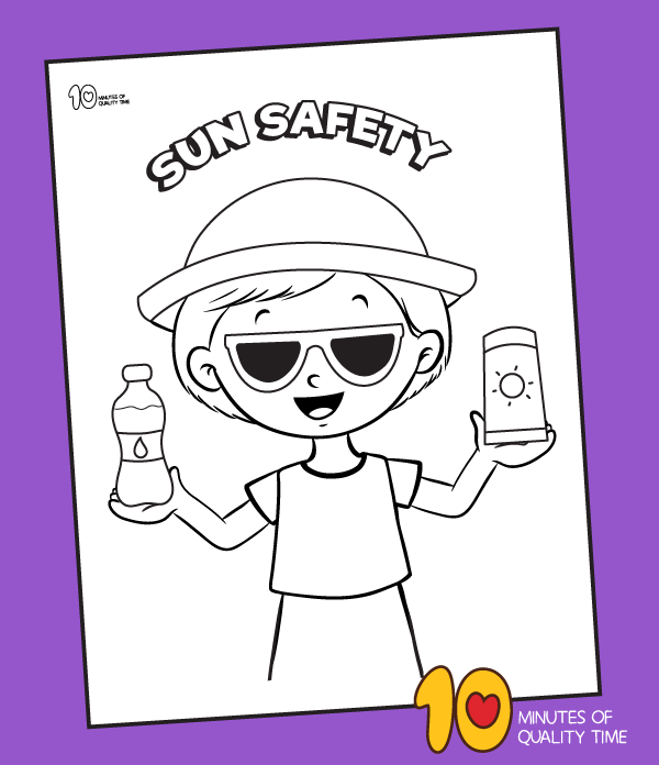 Sun safety coloring page â minutes of quality time