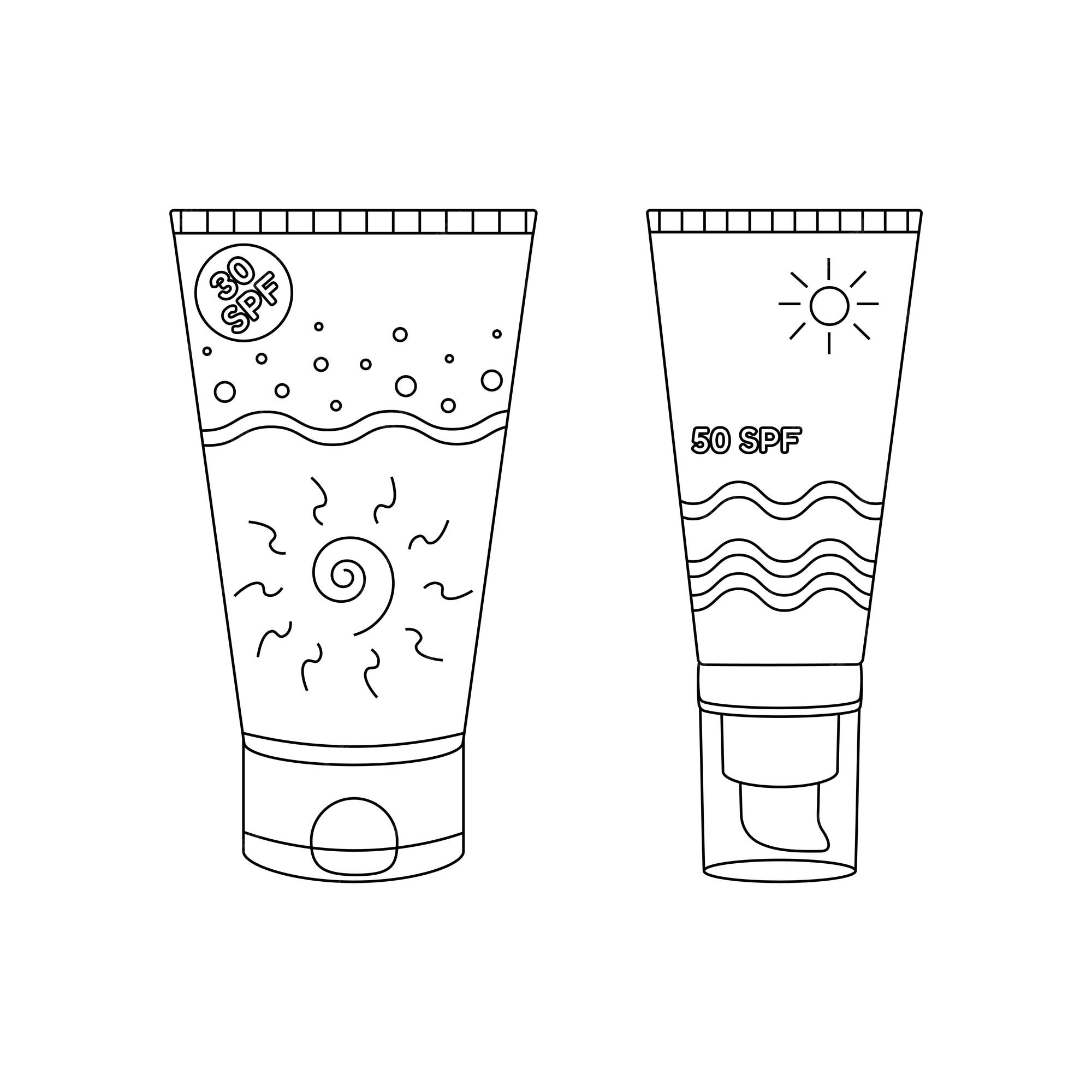 Premium vector beach set for summer trips vacation accessories for sea vacations sun cream spf line art
