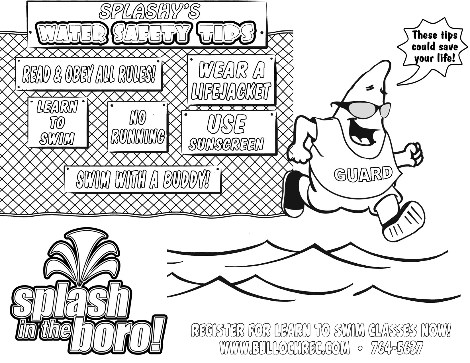 Splash in the boro on x its national coloring book dayso splashy had to join in the fun download print and color these great tips on water safety httpstcoxvuaqkyt x