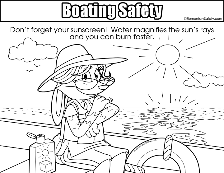 Boating sunscreen â coloring boating safety