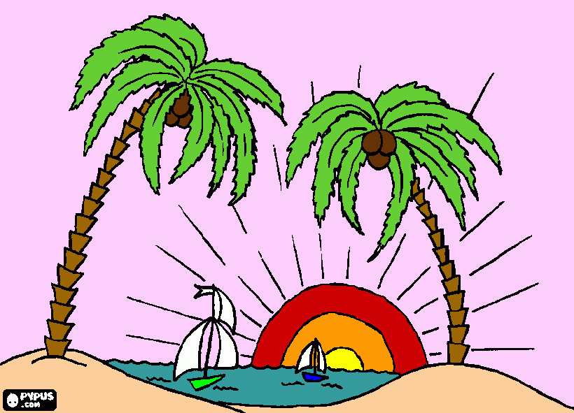 Sunset beach coloring page printable sunset beach