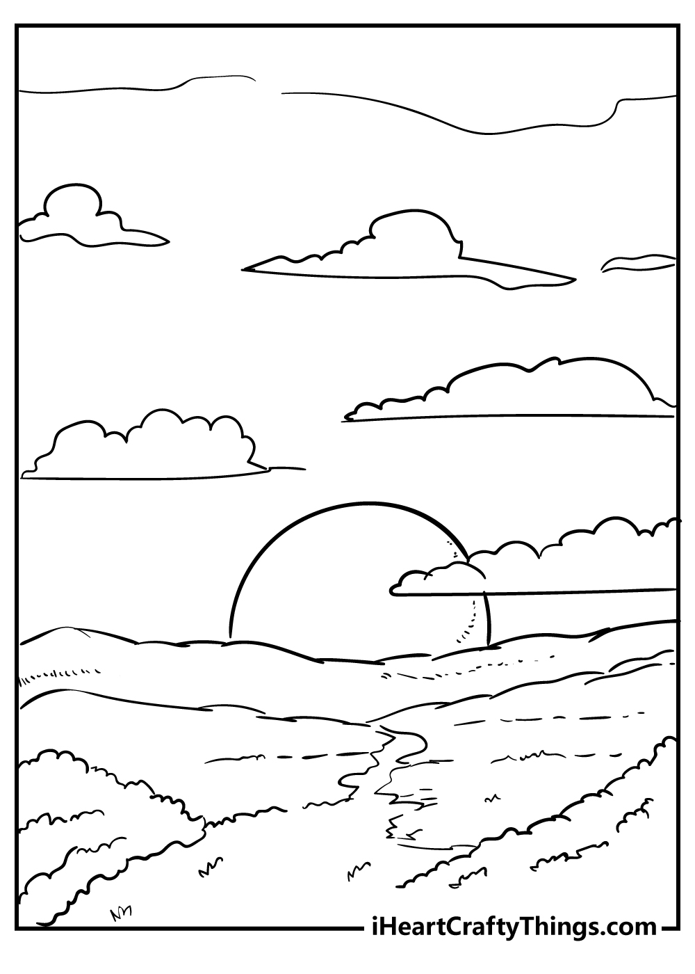 Sunset coloring pages free printables