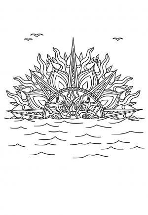 Free printable sunset coloring pages for adults and kids