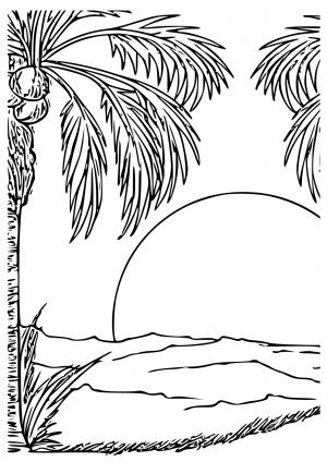 Free printable sunset coloring pages for adults and kids