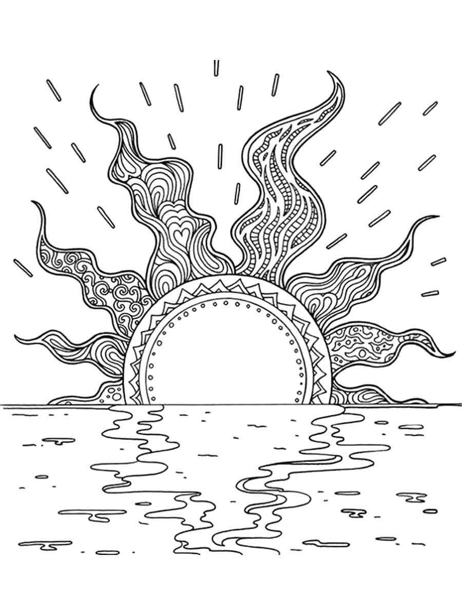 Sunset coloring pages coloring book art doodle art letters coloring pages