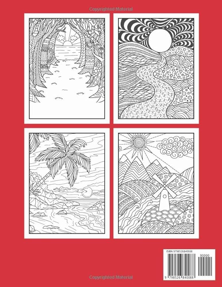 Sunset adults coloring book this coloring book for adult relaxation stress relief fun and an easy coloring page house sk book books