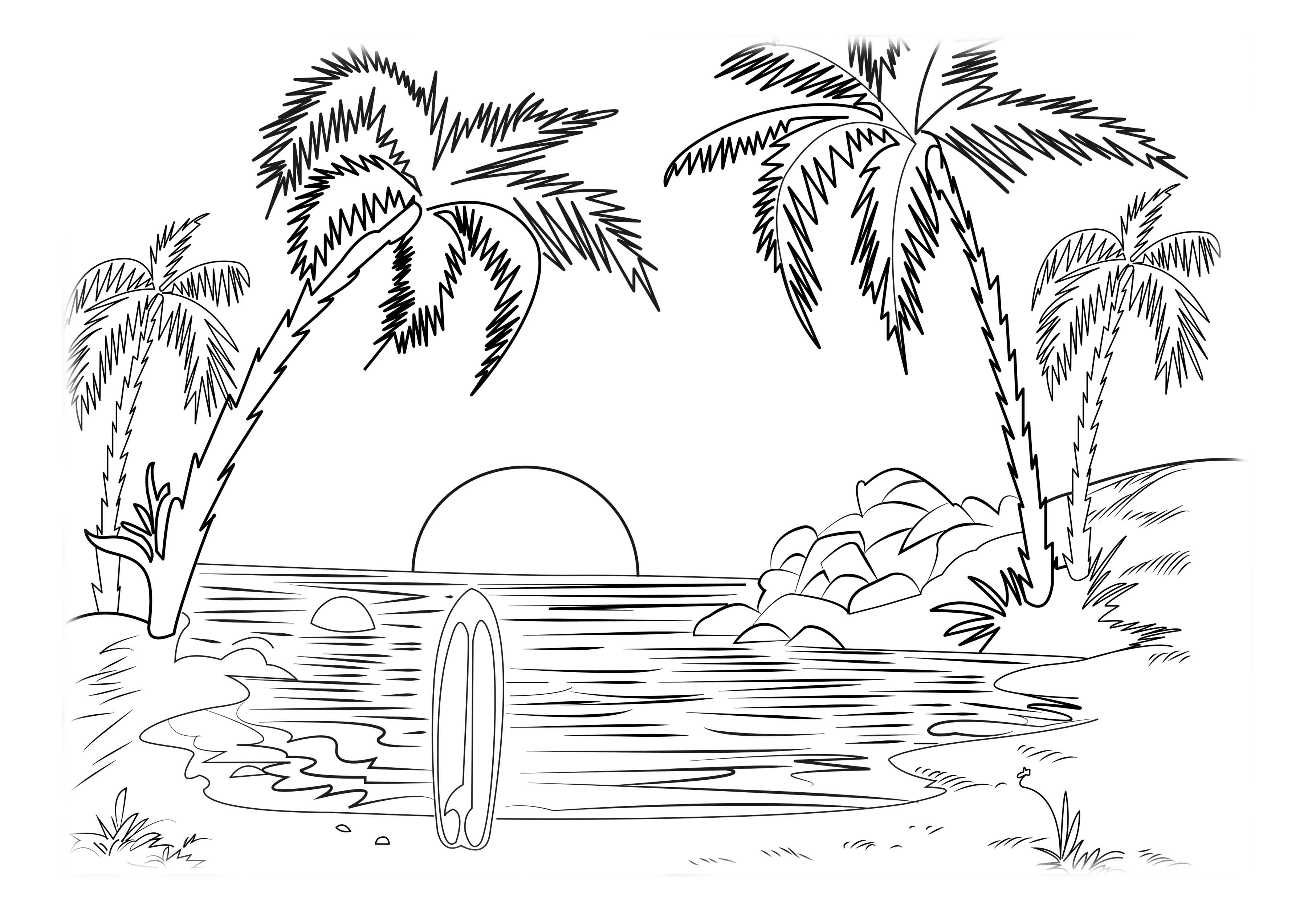 Sunset coloring pages pictures free printable