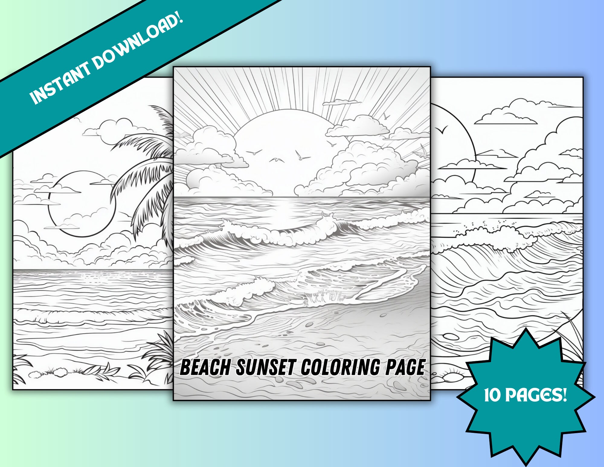 Sunset coloring page