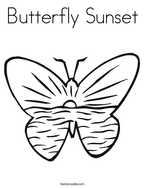 Butterfly sunset coloring page