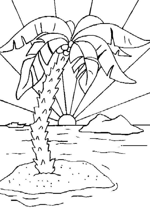 The last minutes of a bright sunset coloring page