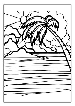 Experience the wonder of nature with our sunset coloring sheets pages