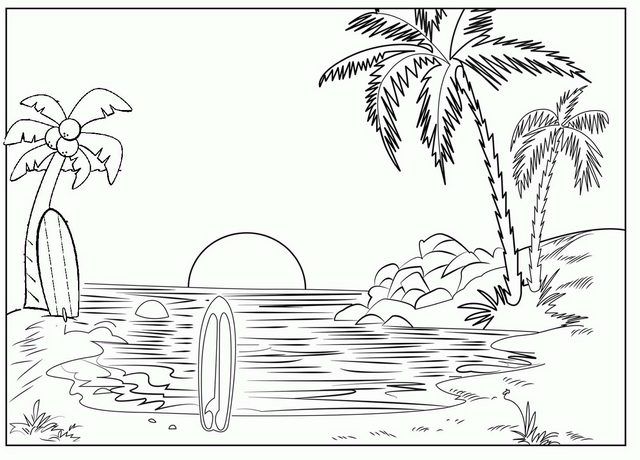 Beautiful sunset coloring pages for kids coloring pages nature beach coloring pages coloring pages