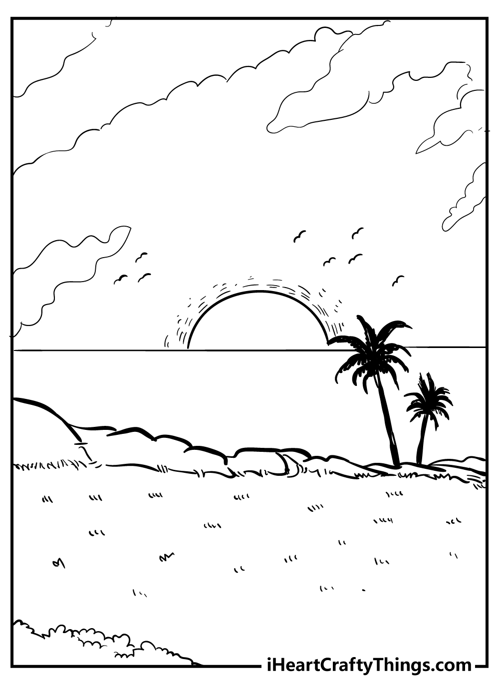 Sunset coloring pages free printables