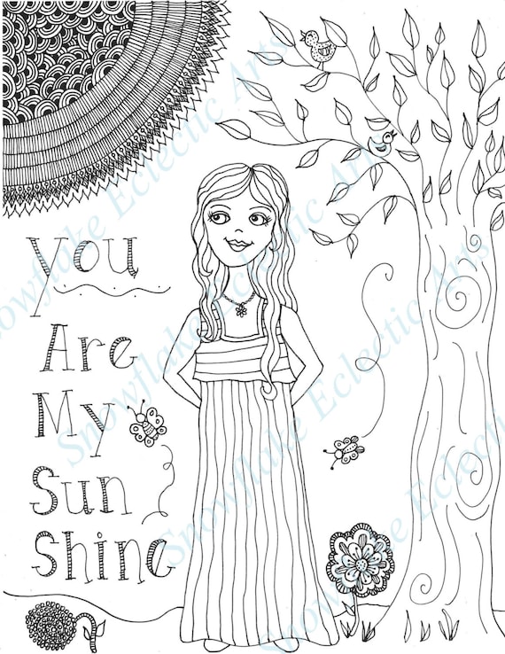 Diy coloring page instant pdf digital download printable coloring page my sunshine adults children