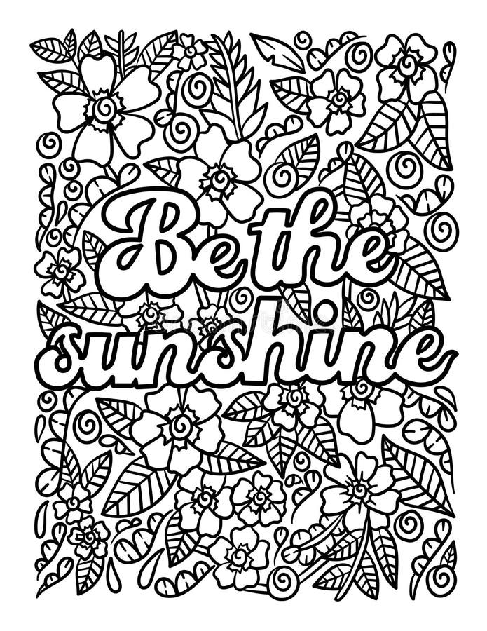 Be the sunshine motivational quote coloring page stock vector