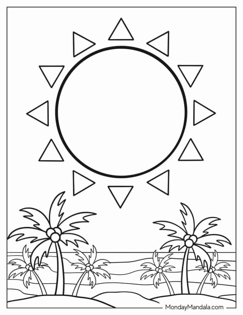 Sun coloring pages free pdf printables