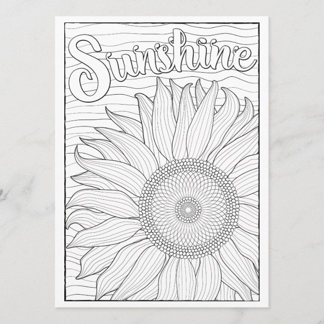 Ornamentals sunshine sunflower color your own zazzle detailed coloring pages sunflower coloring pages unicorn coloring pages