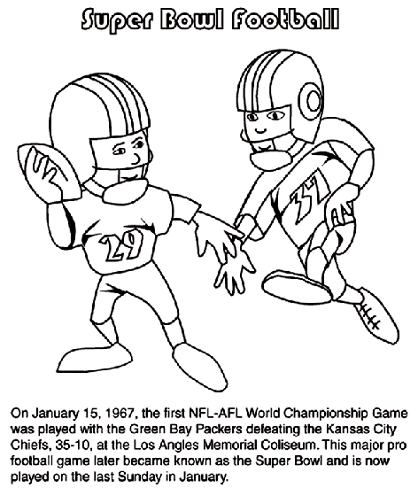 First super bowl football game coloring page