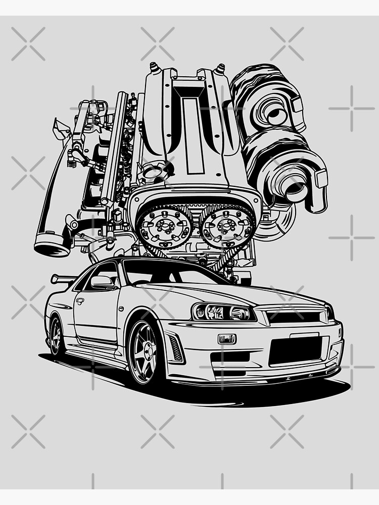 R skyline gtr rbdett poster for sale by carmods official