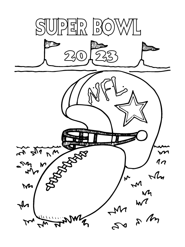 Super bowl helmet and ball coloring page