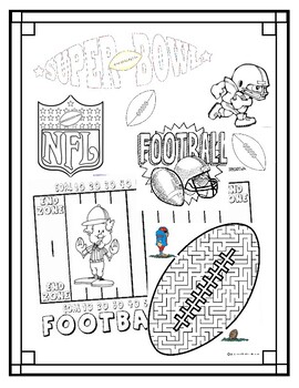 Super bowl football coloring page superbowl sub plan use tpt