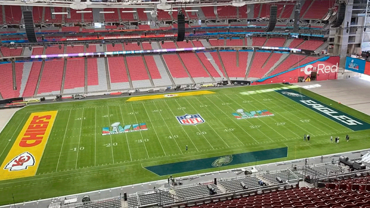 Field design for super bowl lvii between kansas city chiefs philadelphia eagles revealed â