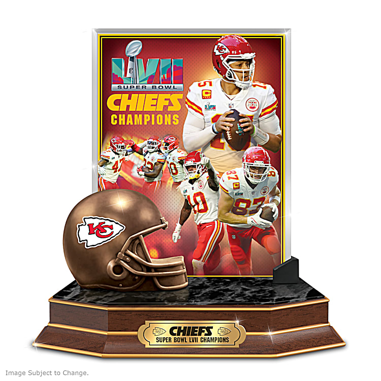 Kansas city chiefs champions nfl sculpture featuring a beveled glass panel with a full