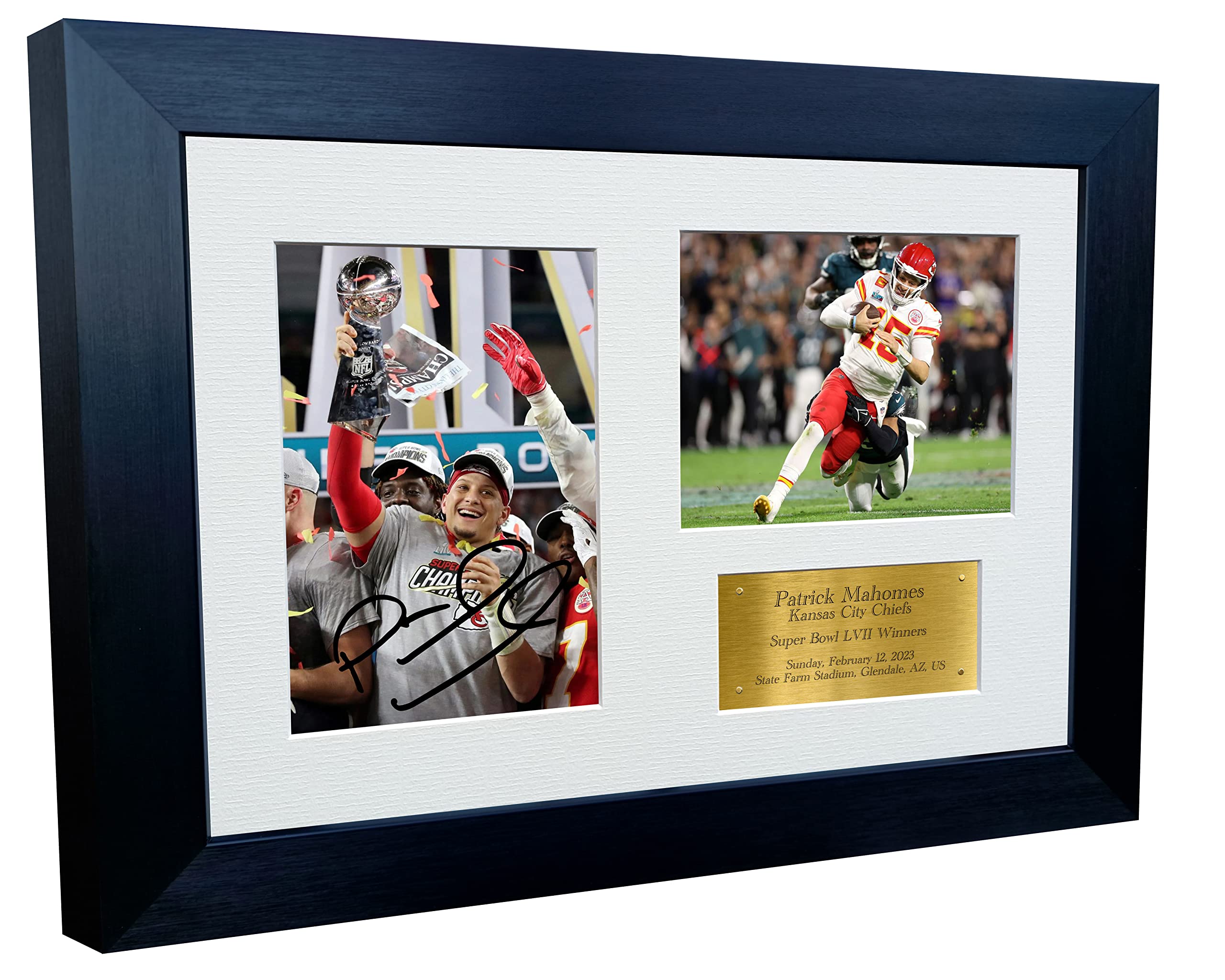 Patrick mahomes kansas city super bowl lvii winners autographed signed x a photo photograph picture frame football poster gift g sports outdoors