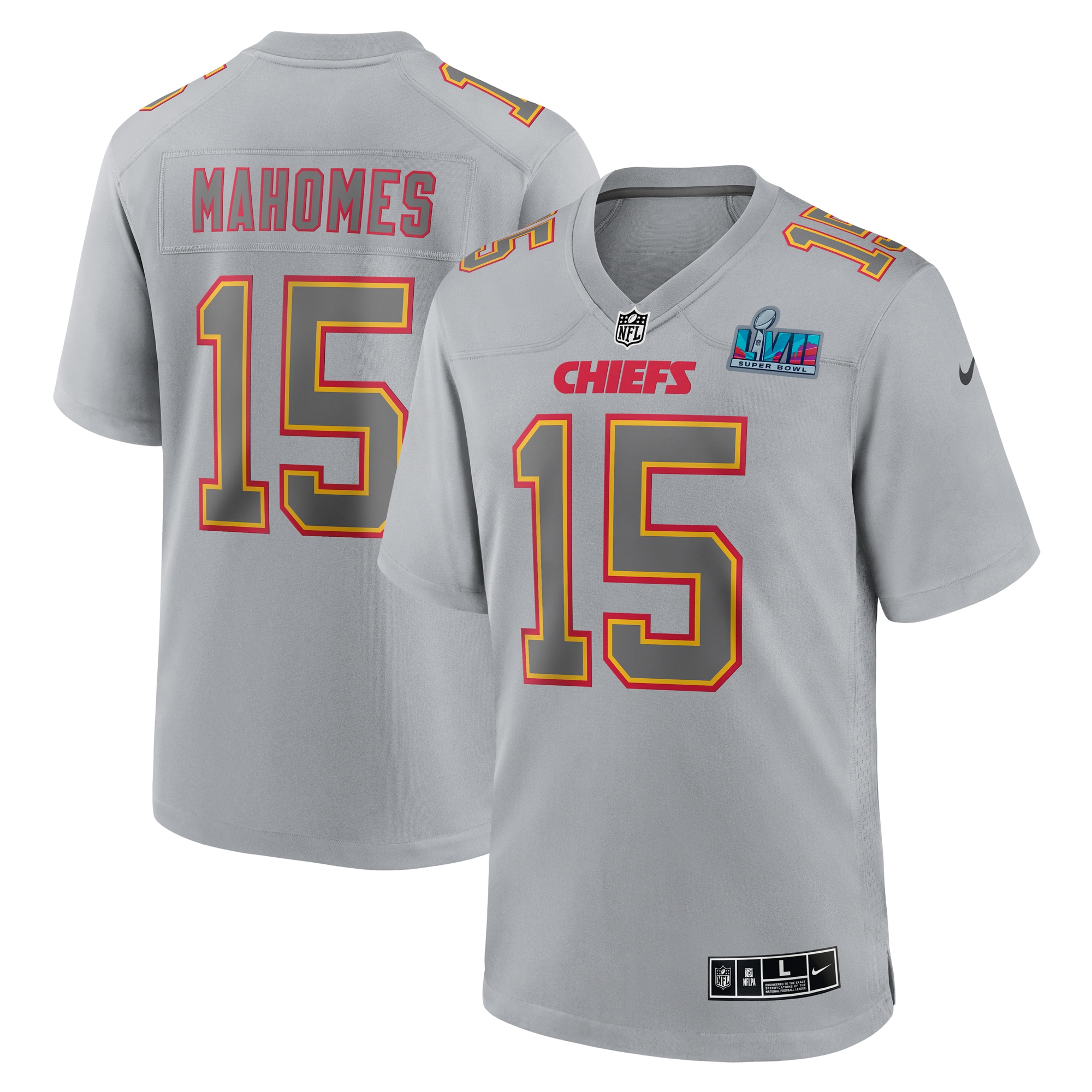 Patrick mahomes kansas city chiefs nike super bowl lvii patch atmosphere fashion game jersey