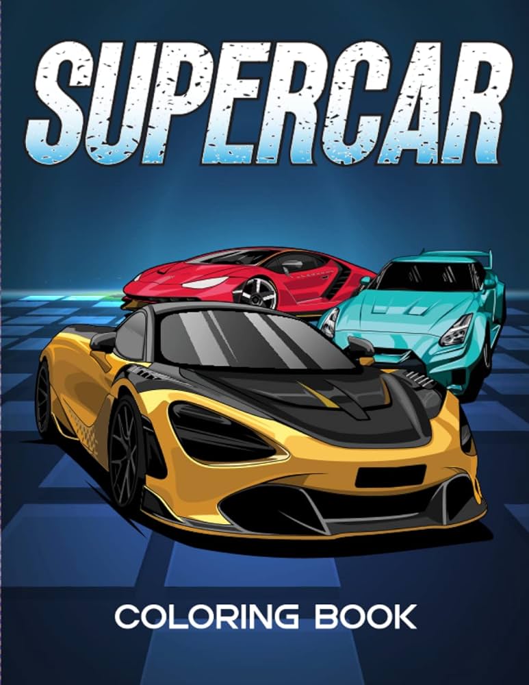 Supercar coloring book dream super cars coloring book for kids and adults