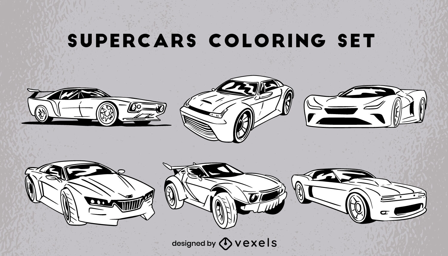 Super cars cool transport coloring set vector download