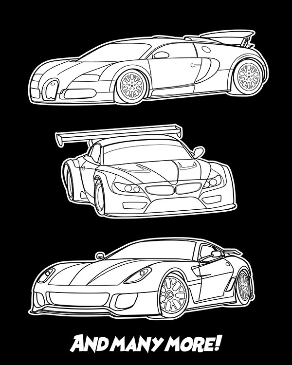 Supercar coloring book for kids