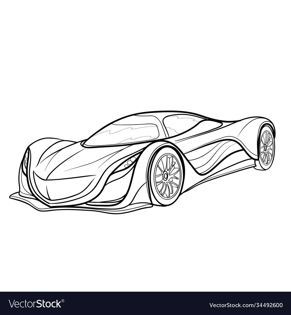 Sketch a sports car coloring book cartoon vector image