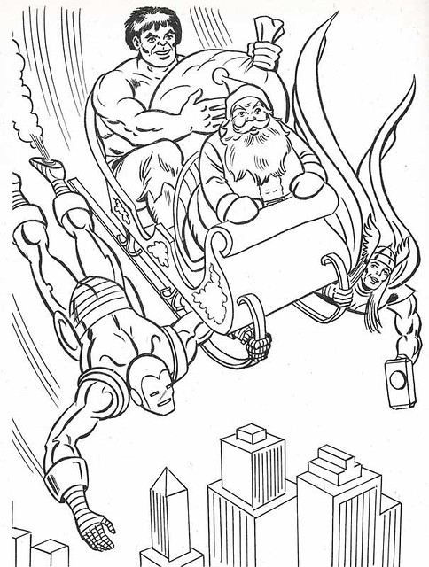 The marvel super heroes christmas coloring book page