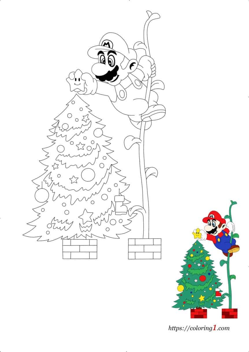 Mario christmas coloring pages