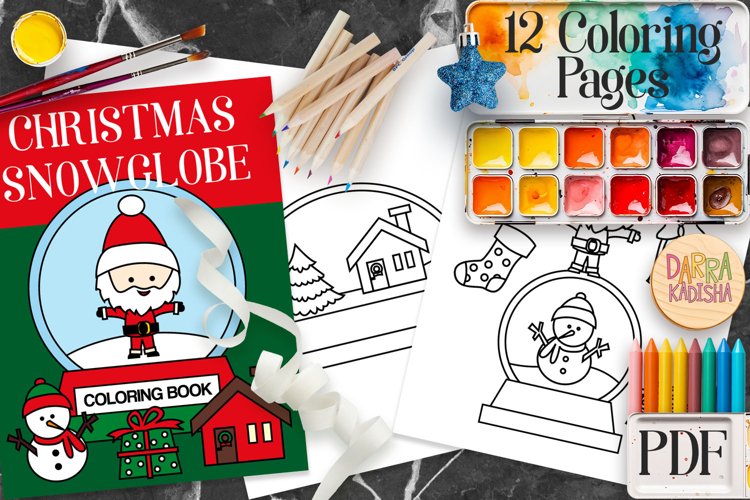 Snowglobe christmas coloring book for kids