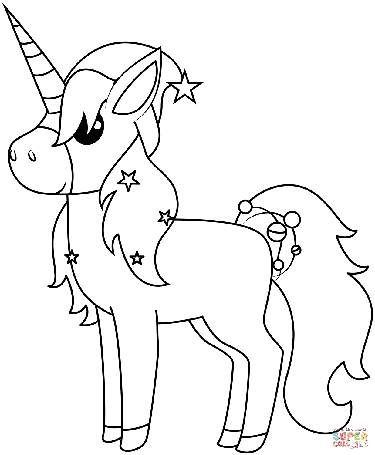 Christmas unicorn coloring page free printable coloring pages