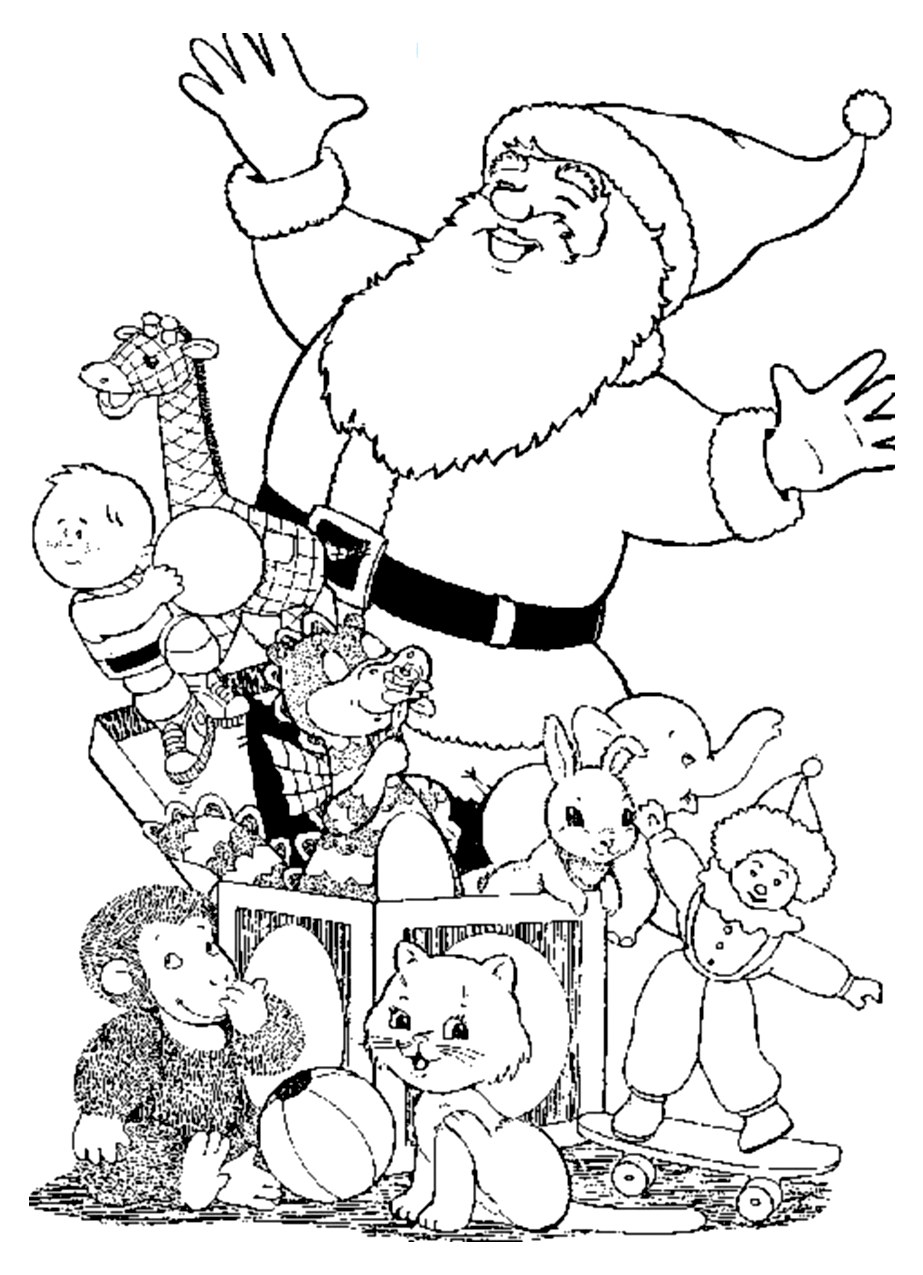 Santa claus and many toys