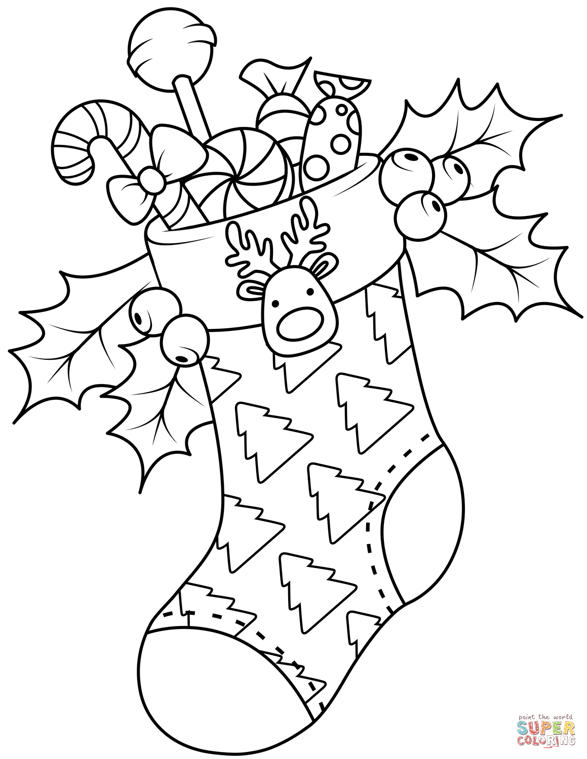 Christmas stocking coloring page free printable coloring pages